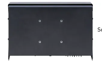 The SCA monitor's back face, showing its VESA 75mm mounting screw pattern